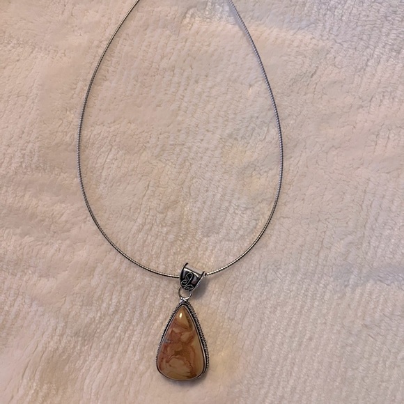 Picture Jasper .925 Sterling Omega Chain Choker Necklace - Picture 6 of 12